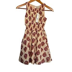 Peek Dress Cream Off White‎ Floral Pattern Sleeveless Size 8 NEW